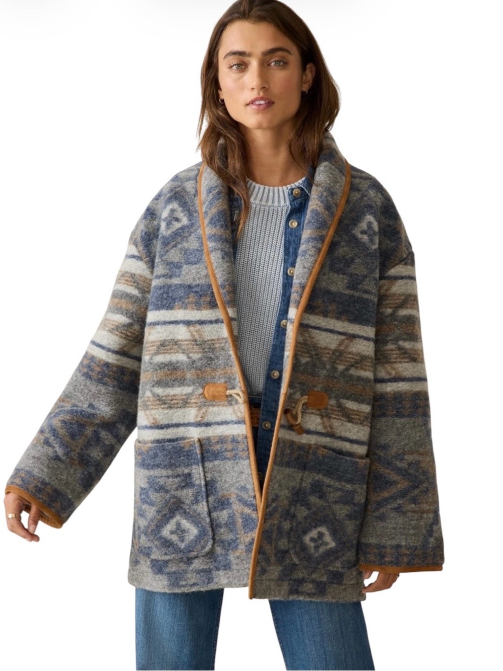 Faherty B. Yellowtail Wool Tribal Cardigan
